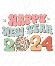 the happy new year 2012 is written in different colors and font, as well as a globe