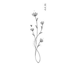 a black and white drawing of some flowers on a white background with the word love written below it