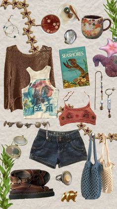 #outfitinspo #art #books #mermaid #mermaidcore #styleinspo #summeroutfit #beachgirl Funky Core Outfits, Ocean Aesthetic Fashion, Mermaidcore Outfit, Mermaid Summer, Mermaid Aesthetic, Estilo Hippie, Hippie Outfits