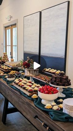 a long table filled with desserts and pastries