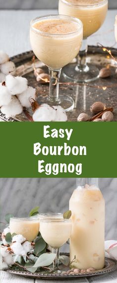 two glasses of bourbon eggnog on a tray