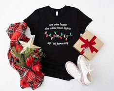 Christmas Trees Shirt, We Can Leave The Christmas Lights Up 'Til January Shirt, Womens Christmas Shirt, Christmas Party Shirt, Holiday Gift Welcome to MamaBearApparell! I am a professional designer and a Mama of twins. As a professional designer, I am delighted to offer you designed t-shirts that your entire family will love and cherish, making your special moments even more beautiful. We are working to provide you with high-quality soft t-shirts and sweatshirts with trendy designs. We prioritize quality materials and stunning designs to offer you the best service possible. Our handmade items will be the perfect choice for your celebrations, vacations, graduations, or birthday & wedding parties and holidays (such as Christmas, Thanksgiving ..)  Discount available on bulk orders! Feel free Christmas Party Shirt, Cute Christmas Shirt, Christmas Party Shirts, Cute Christmas Shirts, Womens Christmas Shirts, Womens Christmas, Christmas Tree Shirt, Funny Family, Christmas Lovers