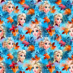 an image of the face of frozen princesses with autumn leaves on their head and eyes