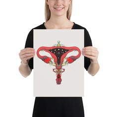 Snake Uterus Lilith Art Print Poster, Original Illustration, Paper Paper, Paper Weight, Print Poster, Paper Weights, Apples, Posters Art Prints, Painting Ideas