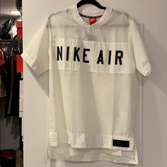 Nike Air Limited Edition Sheer Oversized Tee New With Tags - Never Been Worn Perfect Athleisure Piece White Varsity Moisture-wicking Tops, Sporty White Top For Spring, White Sporty Top For Spring, Sporty White Tops For Spring, Nike White Athleisure Top, White Nike Athleisure Top, Oversized White T-shirt For Sports Season, White Varsity Relaxed Fit Tops, White Varsity Top With Relaxed Fit