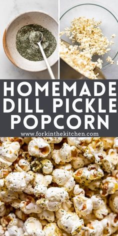 homemade dill pickle popcorn is the perfect appetizer for any party