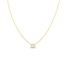 APPROX 0.17 TCW DIAMOND HORIZONTALLY SET EMERALD CUT DIAMOND APPROX 17″ LENGTH CHAIN Diamond Tennis Necklace, Roberto Coin, Emerald Cut Diamond, Bezel Pendant, Tennis Necklace, Diamond Drops, Emerald Cut Diamonds, Bezel Diamond, Diamond Pendant Necklace