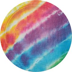 a multicolored paper plate on a white background