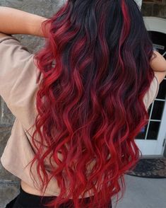 Black Hair Red Ombre, Hair Color Red Ombre, Nails Board, Cheveux Oranges, Red Hair Inspiration, Hair Pics