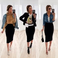 Pencil Skirt Outfits Casual, Skirt Outfit Casual, Black Skirt Outfits, Pencil Skirt Casual, Influencers Fashion, Black Pencil Skirt