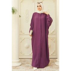 Crepe Open Abaya with Butterfly Sleeves in Ten Colors. Elegant Long Purple Abaya, Elegant Purple Maxi-length Abaya, Elegant Long Purple Kaftan, Elegant Purple Long Sleeve Kaftan, Elegant Purple Kaftan With Kimono Sleeves, Ribbed Jacket, Open Abaya, Butterfly Sleeves, Purple Grey