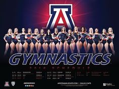 a group of women in swimsuits are posing for a photo with the word gymnastics on it