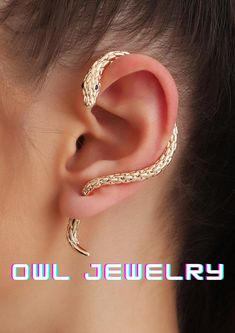 Details:Texture Metal, Snake Style:Fashionable Color:Gold Gender:Women Material:Zinc Alloy Trendy Metal Ear Cuff For Party, Gold Trendy Party Ear Cuff, Trendy Gold Ear Cuff For Party, Gold Ear Cuff For Party, Gold Party Ear Cuff, Snake Shape Earrings For Party, Snake Fashion, Earring Cuff, Metal Snake