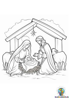 the birth of jesus coloring pages for kids to print and color with pictures of baby jesus in his manger