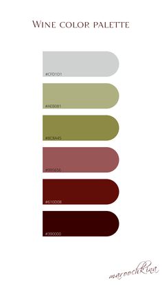 the wine color palette is shown in shades of red, white and green with text that reads