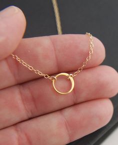 Tiny gold circle link and gold filled necklace by jersey608jewelry, $22.00 Yellow Gold Open Circle Jewelry With Adjustable Chain, Minimalist 14k Gold Filled Round Pendant Jewelry, Delicate Circle Chain In Yellow Gold, Dainty Clavicle Chain With Open Circle Pendant, Dainty Open Circle Clavicle Chain Jewelry, Yellow Gold Jewelry With Delicate Circle Chain, Gold Clavicle Chain Jewelry In Open Circle Shape, Gold Clavicle Chain Jewelry With Open Circle, Gold Open Circle Clavicle Chain Jewelry