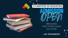 an advertisement for the j p institution of education open