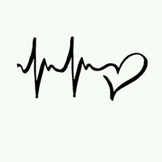 the word love is written in black ink on a white background with a heart and heartbeat