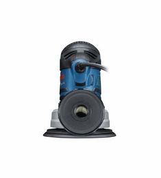 a blue and black vacuum is shown on a white background, with the bottom part of it