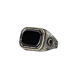 Elevate Your Style with Men's Silver Ring featuring Onyx Stone Enhance your attire with the Men's Silver Ring embellished with Onyx Stone, a sophisticated accessory that exudes charm and elegance. Expertly handcrafted, this ring symbolizes refined style and individuality, elevating your look with grace. 925 Sterling Silver is a premium metal known for its durability and brilliance, crafted by blending 92.5% pure silver with 7.5% copper for added strength and shine. This metal combination ensures long-lasting quality and beauty for your jewelry collection. Product Specifications: Stone Type: Onyx Stone Average Weight: 14 gr Handcrafted with a possible variance of (+/-) 10% in weight Comes in a stylish gift box Personalize your purchase with a handwritten note when adding it to your basket. Luxury Adjustable Signet Ring For Formal Occasions, Classic Adjustable Signet Ring For Formal Occasions, Elegant Black Signet Ring For Formal Occasions, Beaded Hat, Mens Silver Rings, Onyx Stone, Men's Rings, Stylish Gifts, Silver Man