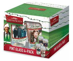 the christmas vacation pint glass - 4 - pack is packed in a box and contains four glasses