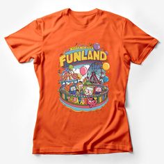 Colorful Funland Cartoon Theme Park T-Shirt, Unisex Graphic Tee, Amusement Park Design, Casual Wear, Gift for Theme Park Lovers Female T-Shirt Custom graphic T-Shirt.Customize your color Park Design, Cartoon Theme, Parking Design, Casual Summer Shirts, Funny Graphics, Friends Shirt, Art Shirts, Pride Shirts, Amusement Park