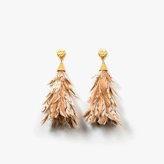 "Anna" Quail Feather Earrings - 24K Gold-Plated | Brackish Elegant Brown Feather Earrings, Quail Feather, Brackish Bowties, Bobwhite Quail, Feather Bow Ties, Green Pond, Earrings Outfit, Statement Earring, Wide Cuff