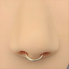 a close up of a nose with a ring on it