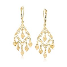 Italian 14kt Yellow Gold Filigree Chandelier Earrings | Ross-Simons Black Diamond Earrings Studs, Diamond Chandelier Earrings, Gold Chandelier Earrings, Filigree Jewelry, Swirl Earrings, Indian Jewelry Sets, Bridal Gold Jewellery Designs, Gold Chandelier, Gold Earrings Designs