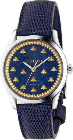 Gucci Watch G-Timeless Unisex YA1264122 Timeless Watch, Swiss Automatic Watches, Blue Lizard, Luxurious Fashion, Celebrity Jewelry, Trendy Glasses