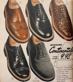 All About Mens 1950s Shoes Styles 1950s Fashion Menswear, 1950s Mens Shoes, 1950s Men, Mens Black Dress Shoes, Mens Fashion Vintage, Look Retro