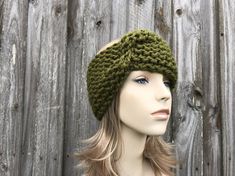 Chunky Knit Headband, Wide Head Band, Knit Ear Warmers, Womens Headband, Mens Headband, Earwarmers, Twisted Headband, Cilantro Green Mens Headband, Chunky Knit Headband, Headband Wide, Womens Headband, Twisted Headband, Visual Reference, Headband Men, Pixie Hat, Handmade Knitwear