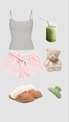 Aesthetic Pjs, Emi Jay, Ugg Sandals, Brandy Melville Shorts, Cute Lazy Outfits