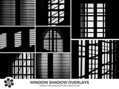 the shadows of windows are shown in different styles and sizes, including one that appears to be made out of metal bars