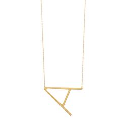 "Personalize your style with this striking 14K gold initial necklace. Personalize your style with this striking 14K gold initial necklace. Necklace length: 18 in. Chain type: cable Metal: 14k gold Finish: diamond-cut, polished Nickel free Packaging: boxed Size: 18"". Color: Yellow. Gender: female. Age Group: adult." Modern Gold Name Necklace, Modern Gold Necklace With Initials, Modern Gold Initials Name Necklace, Modern Gold Initial Necklace For Anniversary, Modern Gold Monogram Initial Necklace, Modern Yellow Gold Initial Necklace, Modern 14k Yellow Gold Initial Necklace, Modern Tan Jewelry With Initials, Modern Tan Initial Pendant Necklace