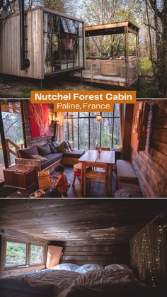 Wooden cabin, exterior and interior Forest Cabins, Forest Village, Forest Cabin, Cabin Kitchens, Wooden Cabins, Holiday Village, Eco Design, The Forest