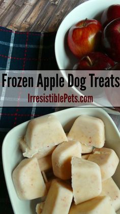 two bowls filled with frozen apple dog treats