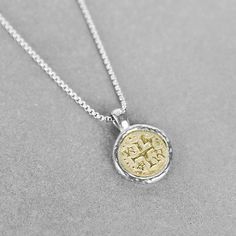 This ancient doubloon inspired necklace will give you luck on your journey. 30x22mm pendant 24 inch 2mm box chain Made of stainless steel ► For longer lasting quality, please keep jewelry dry and away from chemicals. Jewelry care instructions come with every order. ► International orders are subject to tax/duty fees. This is uncontrollable on our end. Shipping can take up to 6 weeks due to customs. ► There are no returns/exchanges on sale items, personalized items, earrings, and custom length ch Silver Byzantine Medallion Necklace, Gift Amulet Necklace With Box Chain, Byzantine Round Pendant Necklace For Gift, Byzantine Style Round Pendant Necklace For Gift, Byzantine Necklace With Coin Pendant For Gift, Byzantine Necklace With Coin Pendant As Gift, Silver Coin Necklace Locket As Gift, Silver Coin Necklace Locket For Gift, Byzantine Style Coin Necklace For Gift