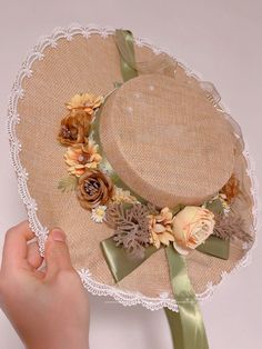 Lolita Accessories:Elegant Flat Hat / Floral Design Garden Hat, Cottage Core Hat, Summer Straw Hat With Adjustable Flower Shape, Vintage Spring Sun Hat, Straw Hat Cottagecore, Casual Flower-shaped Sun Hat For Summer, Straw Hat Crafts, Cottagecore Hat, White Flower-shaped Sun Hat For Summer