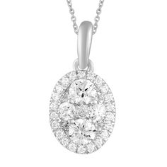 Accent your style with this distinctively fashionable diamond oval pendant necklace. Accent your style with this distinctively fashionable diamond oval pendant necklace.Click on this JEWELRY & WATCHES GUIDE to learn about fit, styles, materials and more! Metal: sterling silver Chain length: 18 in. Packaging: boxed Finish: polished Chain type: cableDIAMOND DETAILS Total weight: 1/2 ct. Clarity: I2-I3 Shape: round brilliant Setting: prong Gemstones may have been treated to enhance their appearance Oval Pendant Necklace, Diamond Pendants, Pendant Diamond, Fashion Pendant, Oval Pendant, 2 Carat, Oval Diamond, Sterling Silver Chain, Silver Diamonds