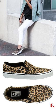 Cheetah Slip On Shoes Outfit, Cheetah Vans Outfit, Vans Animal Print, Leopard Print Vans, Tennis Shoes Outfit Work, Cheetah Print Outfits, Tomboy Look