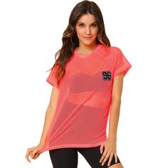 This blouse is super comfortable for a casual day, which is especially suitable for sports lovers Should be worn with a tube top or cami top, but not included Loose Fit, Styled with jeans, sports shorts, leggings, or slim pants for a chic look Occasion: Club, Party, Gatherings, Daily, Weekend, etc. Breathable Athleisure T-shirt For Summer, Summer Athleisure T-shirt For Gym, Breathable T-shirt For Light Sports In Summer, Trendy Short Sleeve Mesh Top, Trendy Mesh Short Sleeve Tops, Casual Short Sleeve Mesh Top, Casual Top With Short Mesh Sleeves, Summer Gym Tops With Mesh Back, Summer Gym Top With Mesh Back