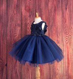 Navy Blue 3D Floral V-back Knee Length 4 Layer Tulle Wedding Flower Girl Summer Pageant Birthday Pageant Toddler Trendy Bridesmaids Dress - Etsy Floral Applique Tutu Dress For Bridesmaid, Blue Tulle Dress With Floral Applique, Blue Pageant Dress For Spring Wedding, Spring Wedding Blue Pageant Dress, Fitted Blue Princess Dress With Floral Applique, Blue Princess Dress With Floral Applique, Trendy Bridesmaids, Wedding Clothes, Bridesmaids Dress