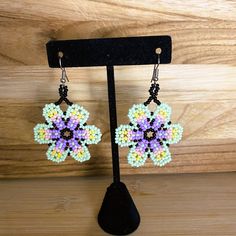 Beautiful Handmade Huichol Earrings, From Mexico. Lightweight And Chic! The Perfect Complement To Any Outfit! Ballet Earrings, Huichol Earrings, Vintage Statement Earrings, Flamingo Earrings, Bottle Earrings, Peacock Earrings, Cactus Earrings, Western Earrings, Seed Bead Patterns