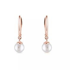 Earrings in Rose Gold with Freshwater Pearls Fine Jewelry Rose Gold Pearl Drop Earrings, Luxury Rose Gold Drop Pearl Earrings, Rose Gold Pearl Drop Earrings Fine Jewelry, Luxury Rose Gold Pearl Drop Earrings, Timeless Rose Gold Hoop Earrings For Formal Occasions, Timeless Rose Gold Hoop Earrings For Formal Events, Formal Rose Gold Pearl Earrings, Classic Rose Gold Pearl Drop Earrings, Classic Rose Gold Single Pearl Earring