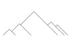 a line drawing of mountains on a white background