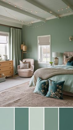 80 Calming Bedroom Color Schemes That Are Perfect for Rest Calming Color Schemes, Calming Bedroom Colors, Design Color Trends, Living Room Wall Color