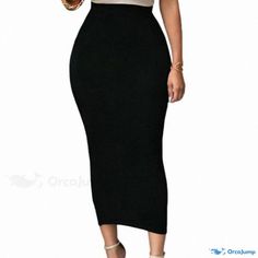 Orcajump - High-Waisted Figure-Flattering Party Midi Pencil Skirt High Waist Solid Color Skirt For Night Out, Black Non-stretch Party Skirt, Stretch Black Pencil Skirt For Party, Black Stretch Pencil Skirt For Parties, Casual Hip-length Skirt For Night Out, Casual Pencil Maxi Skirt For Night Out, High Waist Stretch Pencil Skirt For Party, Stretch High Waist Pencil Skirt For Party, High Waist Black Pencil Skirt For Party