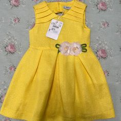 Girl Dress Never Worn Yellow Princess Dress For Spring Dress-up, Cute A-line Dress For Dress-up Occasions, Fitted Yellow Princess Dress For Spring, Fitted A-line Princess Dress For Spring, Spring Party Princess Dress In Cotton, Fitted Twirl Dress For Spring Dress-up, Spring Sleeveless Fitted Dress For Dress-up Occasions, Cute Sleeveless Dress For Spring Party, Spring Sleeveless Cotton Princess Dress