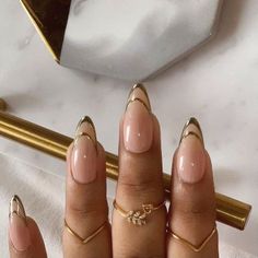 Gold French Tips, Hoco Nails, Manicured Nails, Formal Nails, French Tips, Neutral Nails, Prom Nails, Fire Nails, Classy Nails